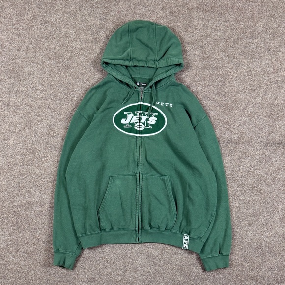 NFL Other - Vintage NFL Team Apparel NY Jets Football Green Hooded Zip Up Sweatshirt Size XL